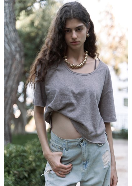 Ripley Yarım Kol Vizon T-Shirt