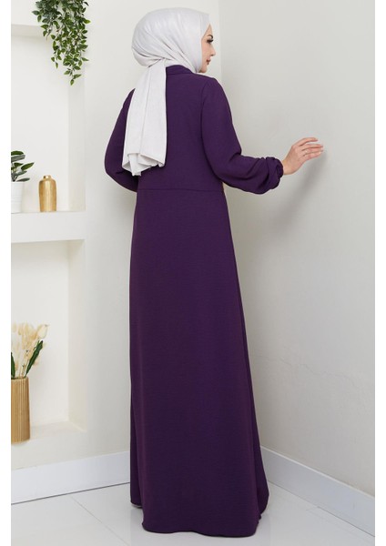 Yandan Bağlamalı Ayrobin Elbise Mor HM2729 indirimleri