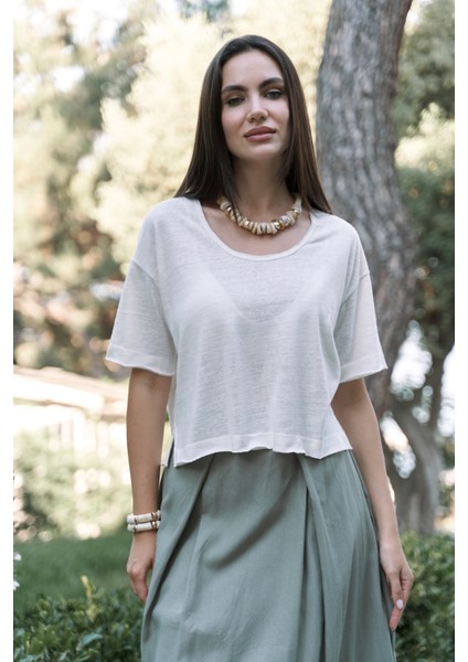 Ripley Yarım Kol Ekru T-Shirt