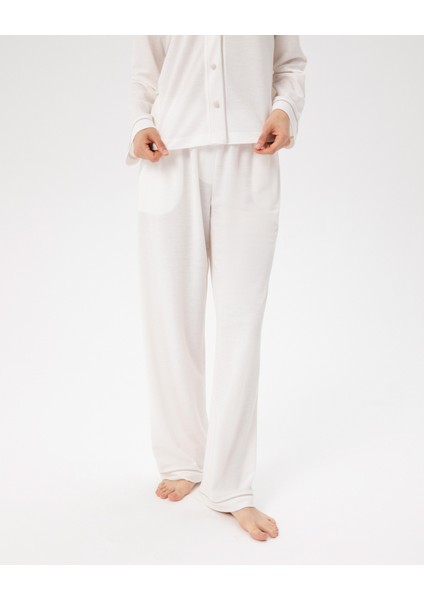 Ekru Biyeli Pijama Altı