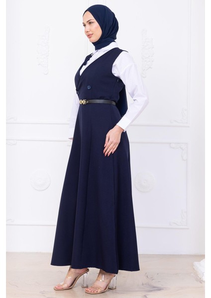 Kemerli Düğmeli Jile Lacivert HM2741 fırsatları