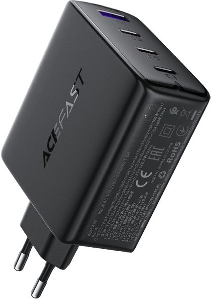 100W PD 3X USB-C + USB-A 4 Port Hızlı Şarj Aleti Isı Düşüren GaN Destekli Akım Korumalı Güç Adaptörü iPhone & Android & iPad & MacBook Type-C - A94 (Acefast Türkiye Garantili)