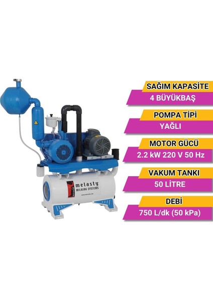 Süt Sağım Sistemi Vakum Pompa Seti (220V-50Hz-2,2kW) (750 L/dk - Yağlı) fiyatları