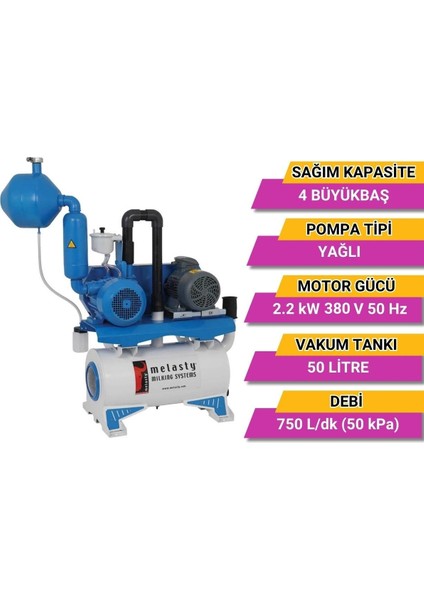 Süt Sağım Sistemi Vakum Pompa Seti (380V-50Hz-2,2kW) (750 L/dk - Yağlı) fiyatları
