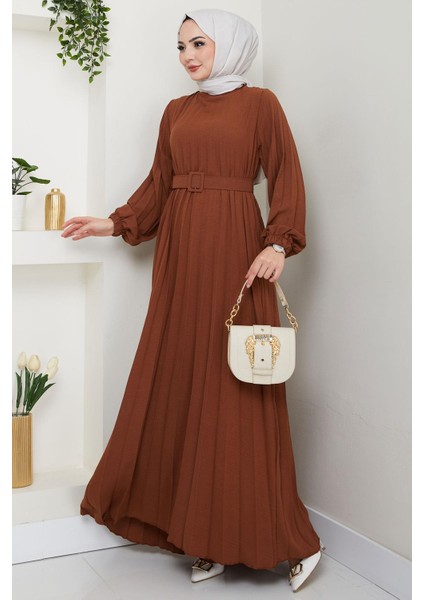 Kemerli Piliseli Aerobin Elbise Tarçın HM2339