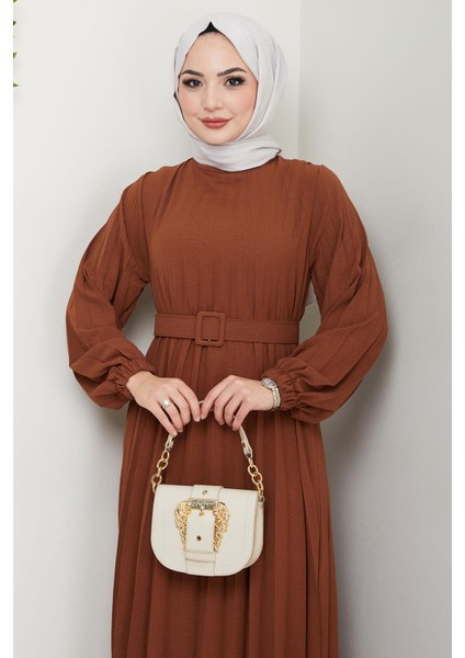 Kemerli Piliseli Aerobin Elbise Tarçın HM2339 fırsatları