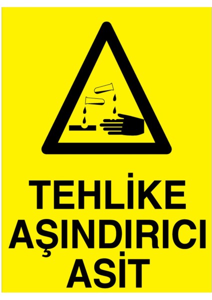 Tehlike Aşındırıcı Asit Uyarı Tabelası - 20X30 Alüminyum Kompozit Panel - KM19