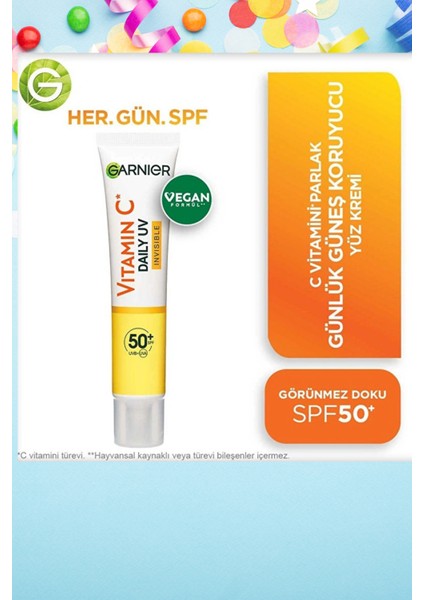 C Vitamini Parlak Günlük Güneş Koruyucu Yüz Kremi – Işıltılı Dokulu, Spf 50+ Fluid, 40 ml