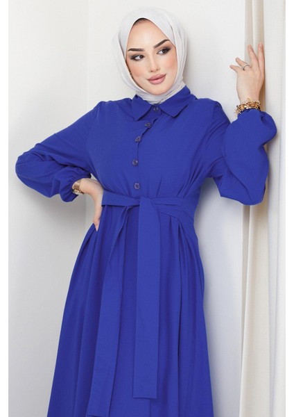Kuşaklı Mevlana Elbise Mavi HM2105 modelleri