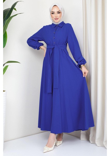 Kuşaklı Mevlana Elbise Mavi HM2105 indirimleri