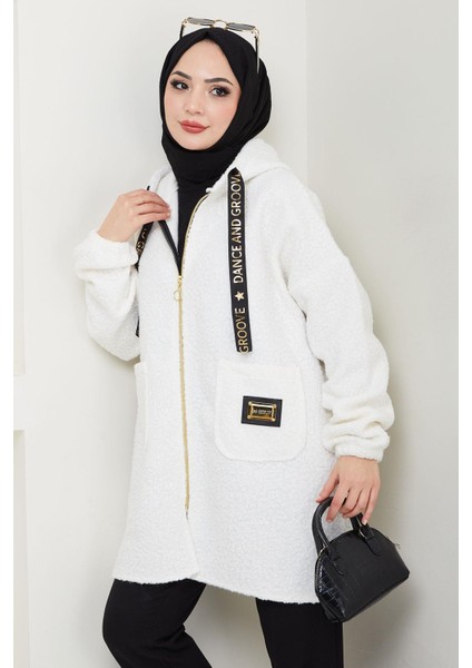 Oversize Buklet Kaban Beyaz HM2657