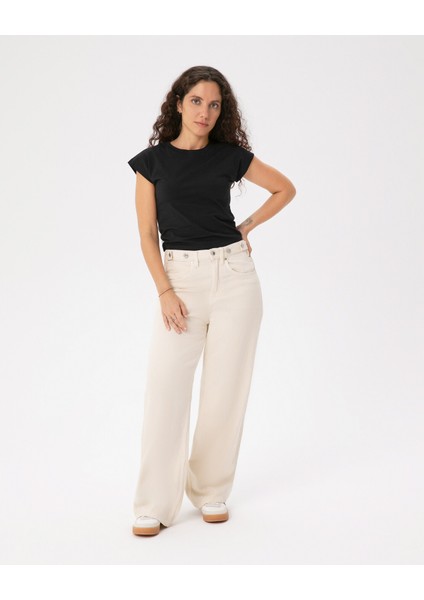 Siyah Basic Half Crop T-Shirt