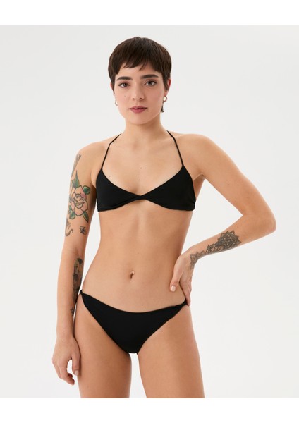 Astarlı Siyah Burgulu Twist Bikini Altı modelleri