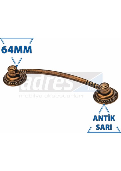 U Pabucu Kulp 4'lü 64mm Antik Sarı