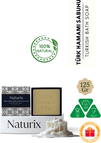 Natural Türk Hamam Sabunu Arındırıcı Derin Temizleme 100 Doğal Turkısh Hammam Soap