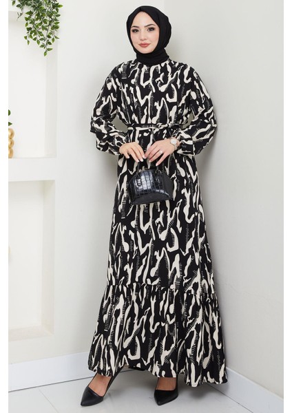 Mery Yazlık Viskon Elbise Krem HM2409