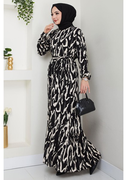 Mery Yazlık Viskon Elbise Krem HM2409 modelleri