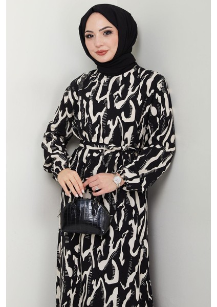 Mery Yazlık Viskon Elbise Krem HM2409 fırsatları