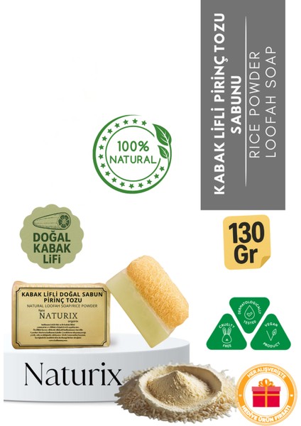 Doğal Kabak Lifli Pirinç Tozu Sabun Cilt Beyazlatıcı Peeling Etkili Rise Dust Soap