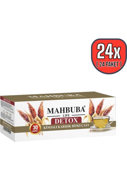 Kinoalı Karışık Detox Diyet Glutensiz Form Bitki Çayı 1 Aylık - ( 30 Kullanım ) Net 60GR x 24 Paket