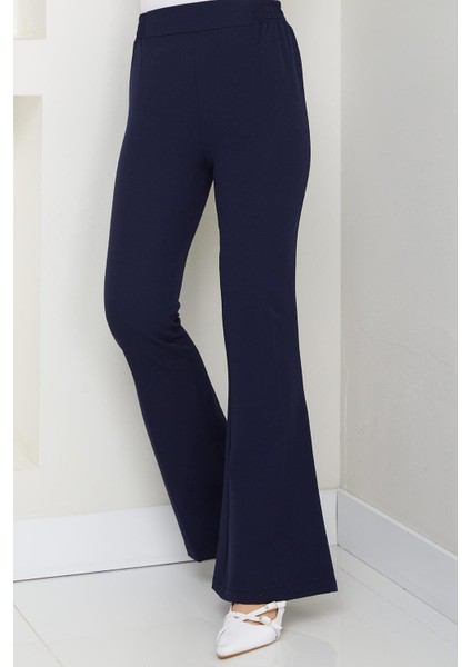 Beli Lastikli Ispanyol Paça Kumaş Pantolon Lacivert HM2781 fiyatları