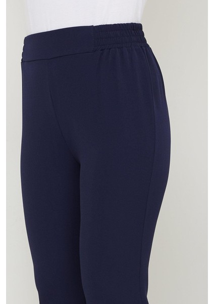 Beli Lastikli Ispanyol Paça Kumaş Pantolon Lacivert HM2781 modelleri
