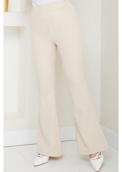 Beli Lastikli Ispanyol Paça Kumaş Pantolon Bej HM2781 fiyatları