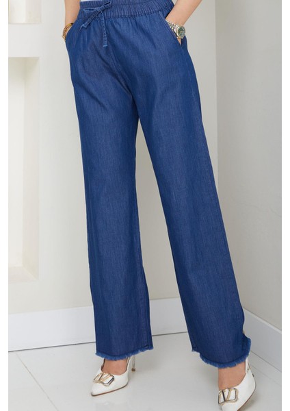 Beli Lastikli Kot Pantolon Koyu Mavi HM2726 fiyatları