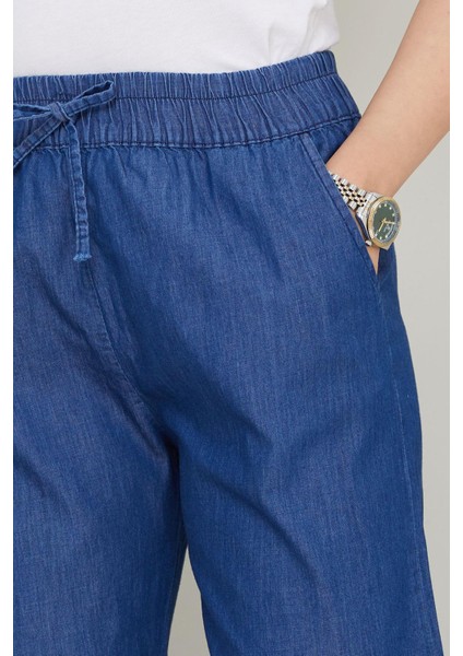 Beli Lastikli Kot Pantolon Koyu Mavi HM2726 modelleri