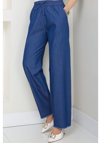 Beli Lastikli Kot Pantolon Koyu Mavi HM2726 fırsatları