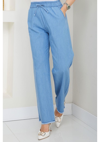 Beli Lastikli Kot Pantolon Açık Mavi HM2726 fiyatları