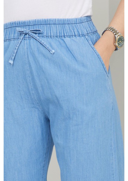 Beli Lastikli Kot Pantolon Açık Mavi HM2726 modelleri