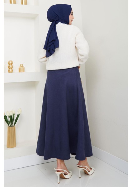 Kemerli Süet Mevlana Etek Lacivert HM2607 indirimleri
