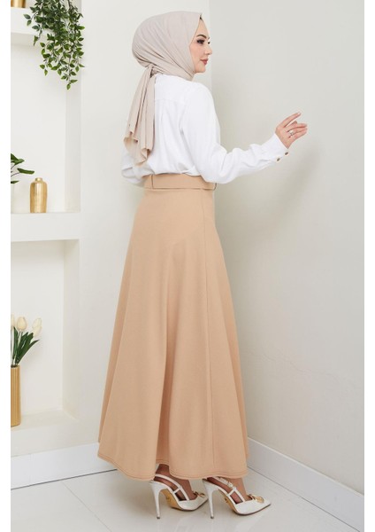 Kemerli Mevlana Etek Bej HM2370 indirimleri