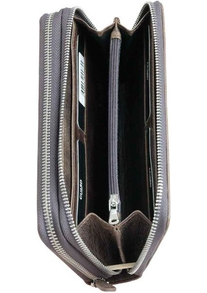 Hakiki Deri Çift Fermuarlı Crazy Kahve Erkek El Çantası (T1463) modelleri