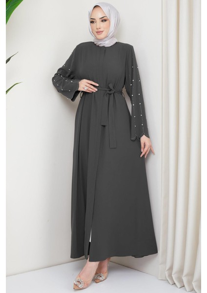 Kolu Taşlı Gizli Patlı Ferace Füme HM2152 fiyatları