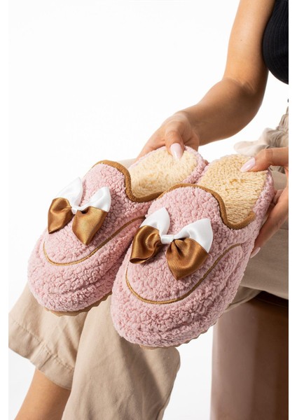 Pudra Papyon Kışlık Kadın Terlik