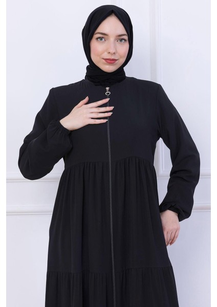 Kat Kat Büzgülü Ferace Siyah HM2735 modelleri