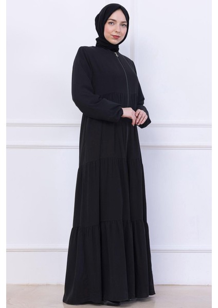Kat Kat Büzgülü Ferace Siyah HM2735 indirimleri
