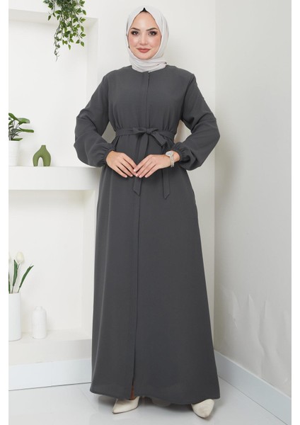 Gizli Patlı Kuşaklı Ferace Antrasit HM2361 fırsatları