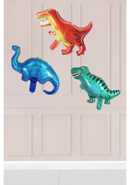 3lü Dinazor Folyo Balon Dinozorlar Folyo Balon Seti
