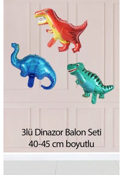 3lü Dinazor Folyo Balon Dinozorlar Folyo Balon Seti