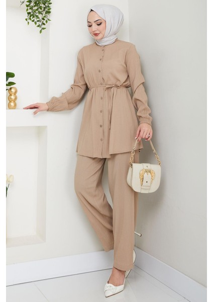 Hakim Yaka Gömlekli Ikili Takım Vizon HM2688