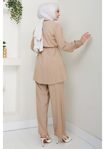 Hakim Yaka Gömlekli Ikili Takım Vizon HM2688 fırsatları