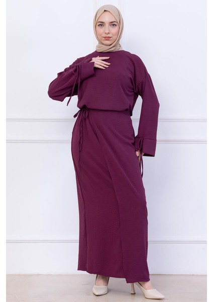 Yandan Bağlamalı Ayrobin Etekli Takım Mürdüm HM2738