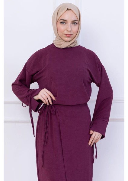 Yandan Bağlamalı Ayrobin Etekli Takım Mürdüm HM2738 modelleri