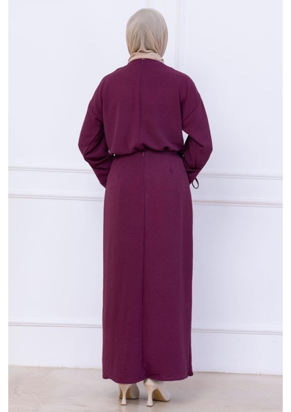 Yandan Bağlamalı Ayrobin Etekli Takım Mürdüm HM2738 indirimleri