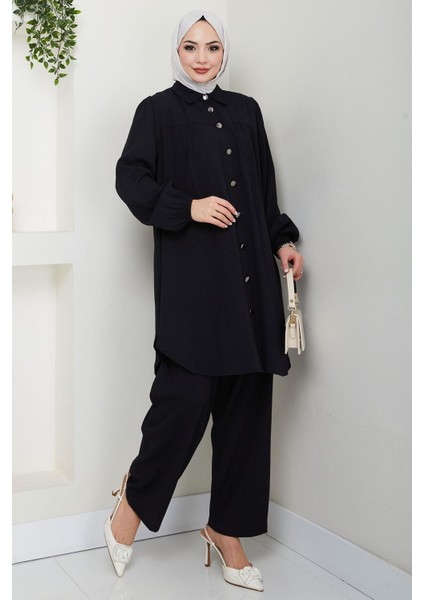 Büzgülü Gömlekli Ikili Takım Siyah HM2689 fiyatları