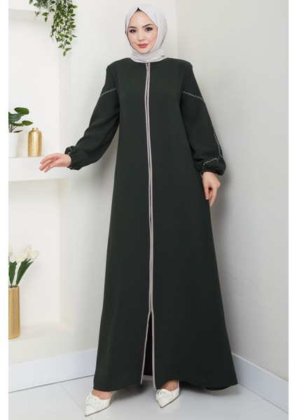 Kolları Nakışlı Ferace Haki HM2721