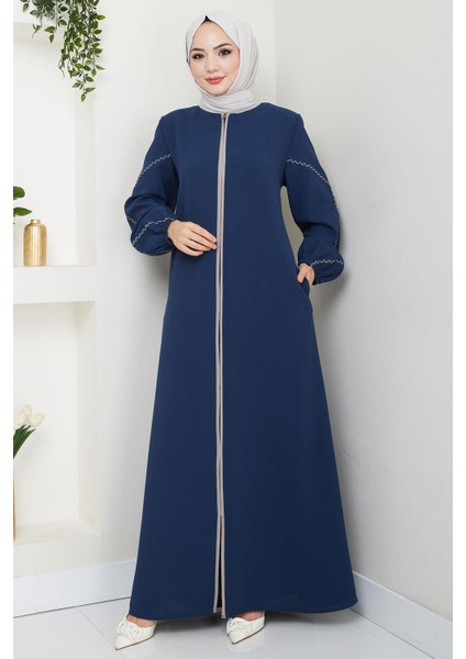 Kolları Nakışlı Ferace Indigo HM2721